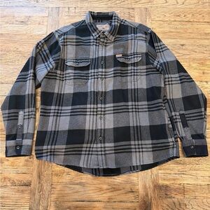 Orvis Men’s XXL Black Gray Plaid Flannel Shirt Jacket Classic Collection